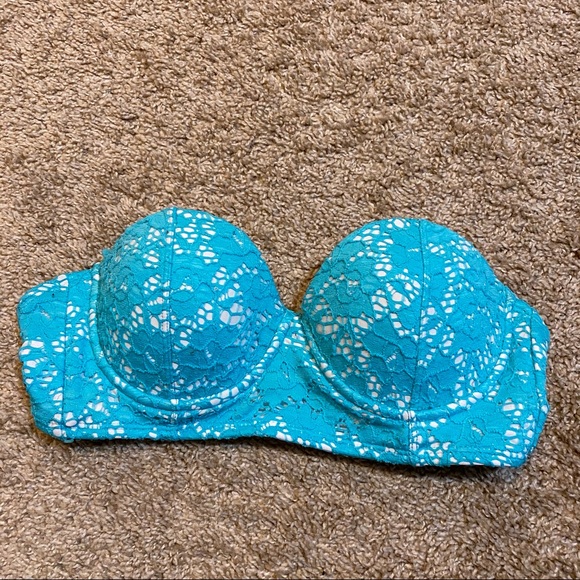 Teal lace overlay bikini - Picture 4 of 7